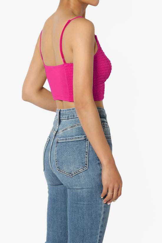 Jennie Smocked Triangle Bralette HOT PINK_4