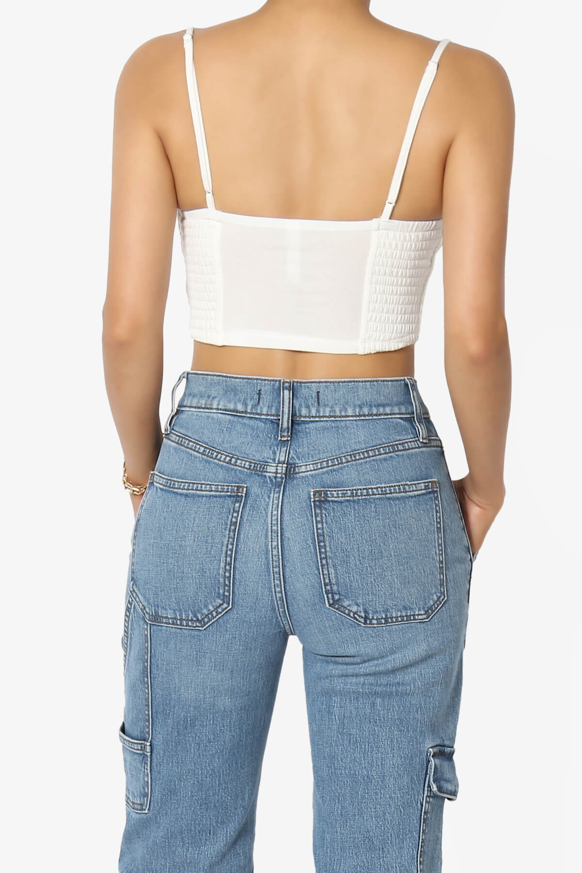 Jennie Smocked Triangle Bralette IVORY_2