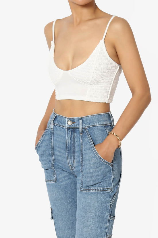 Jennie Smocked Triangle Bralette IVORY_3