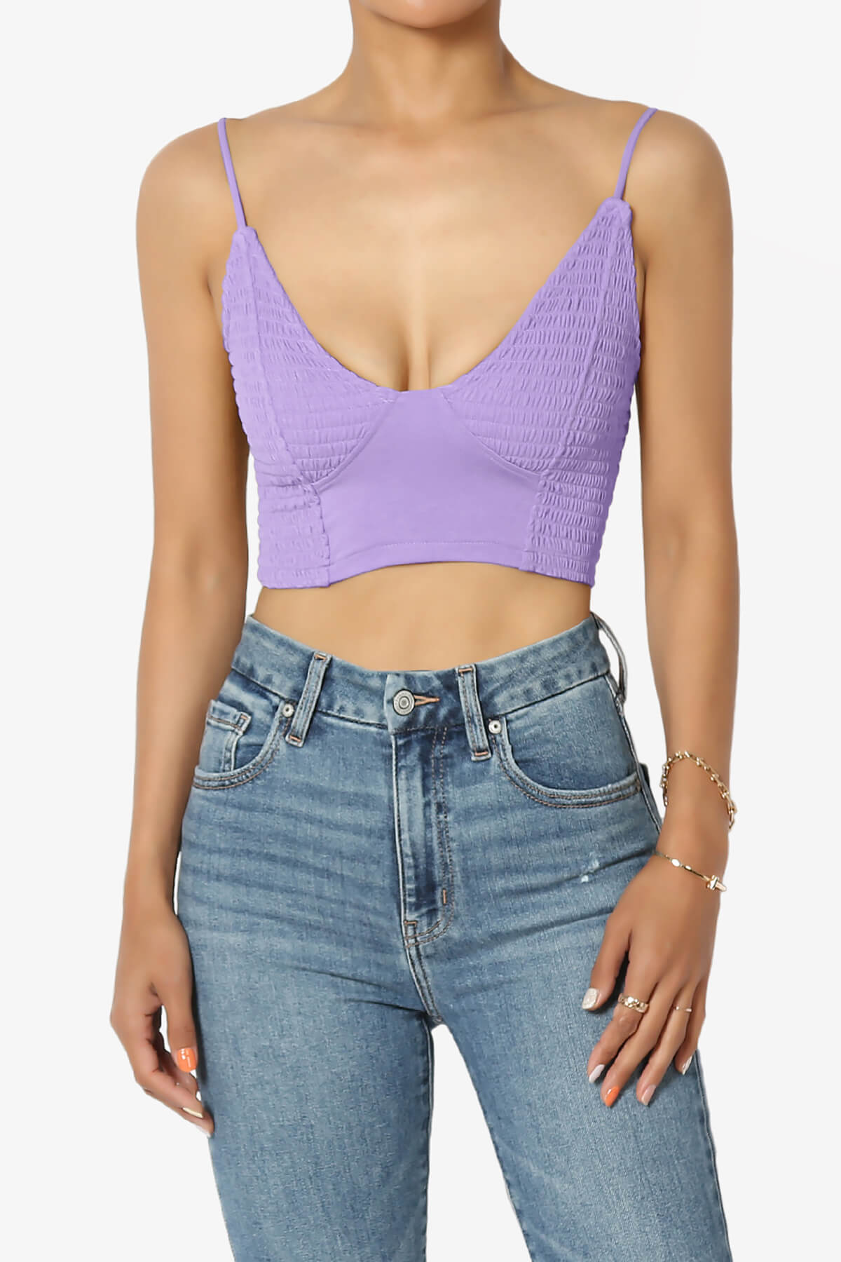 Jennie Smocked Triangle Bralette LAVENDER_1