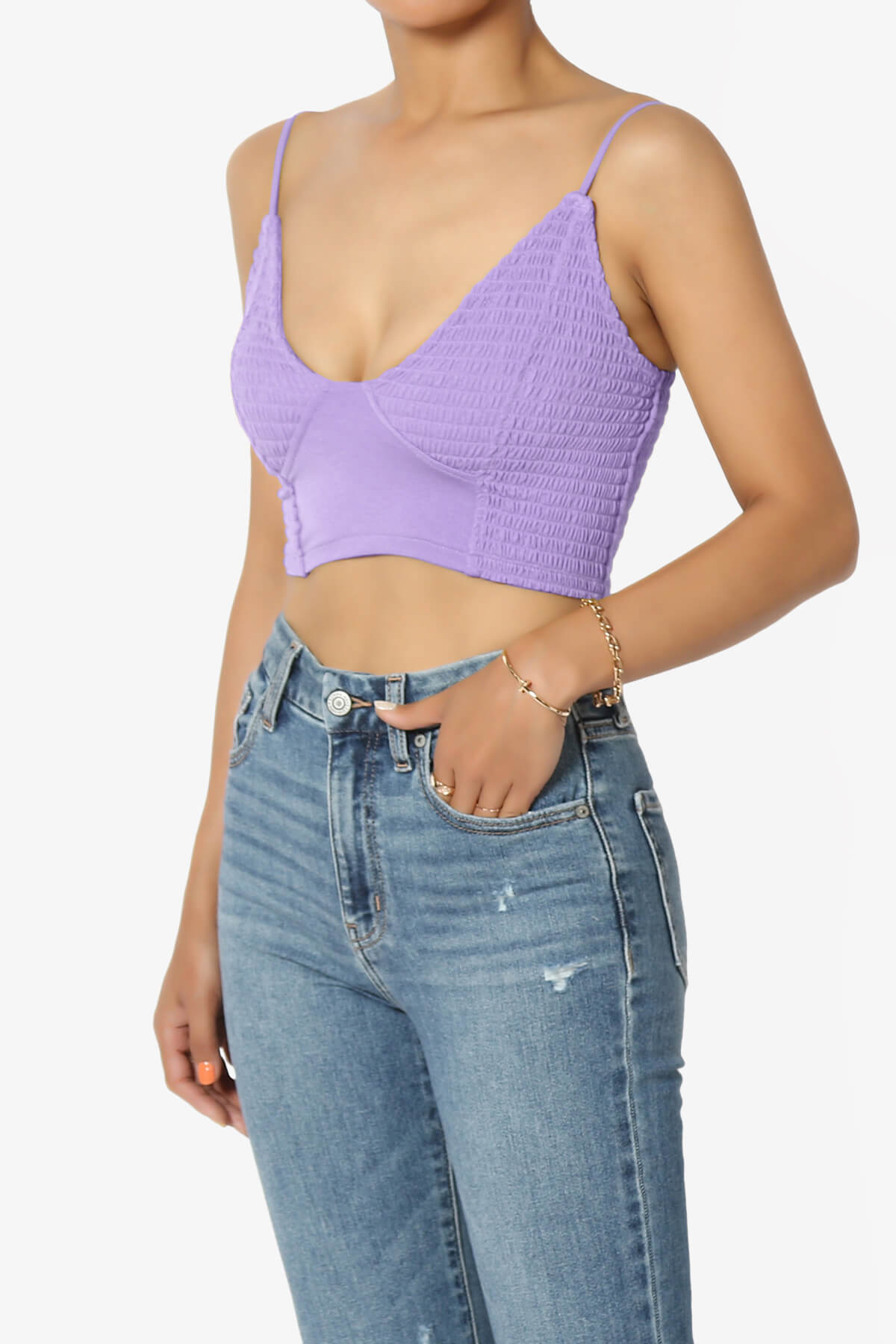 Jennie Smocked Triangle Bralette LAVENDER_3