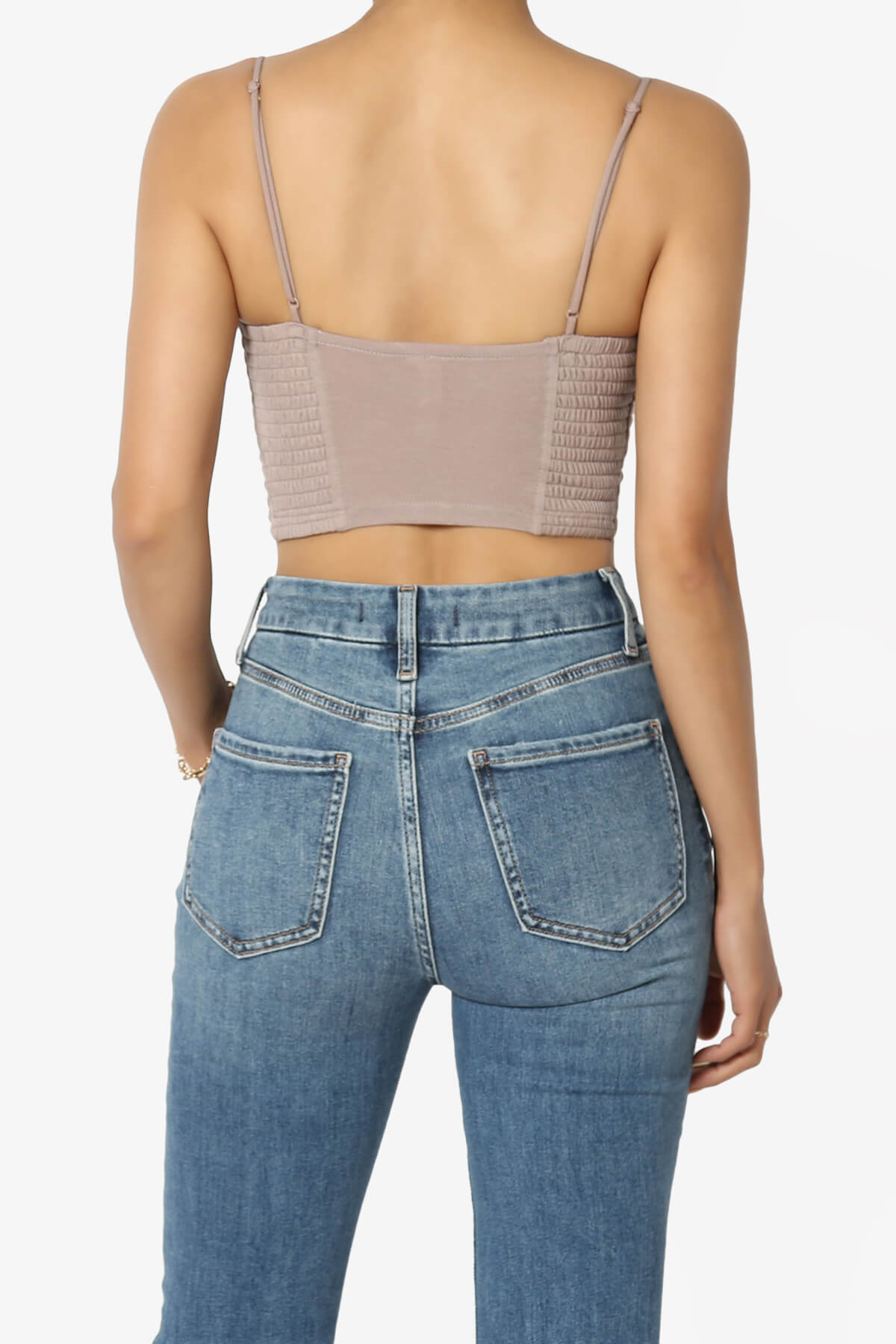 Jennie Smocked Triangle Bralette LIGHT MOCHA_2