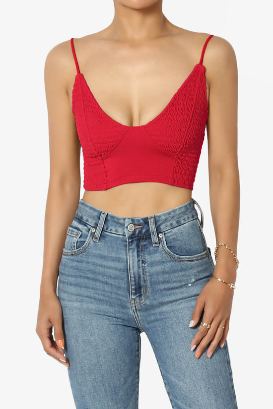 Jennie Smocked Triangle Bralette RED_1
