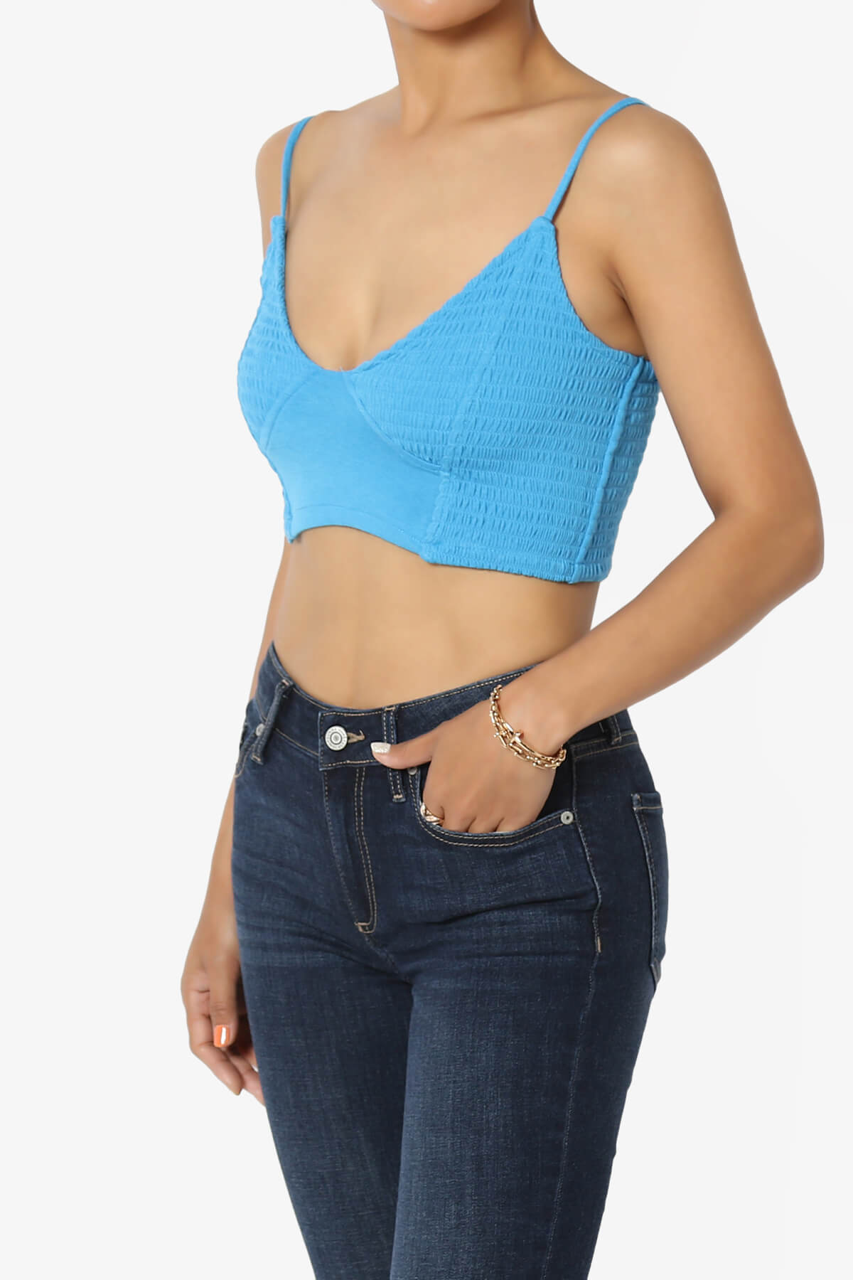 Jennie Smocked Triangle Bralette SKY_3