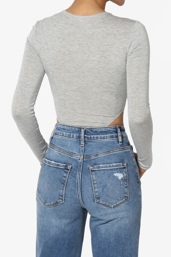 Jones Long Sleeve Zip Front High Cut Bodysuit HEATHER GREY_2