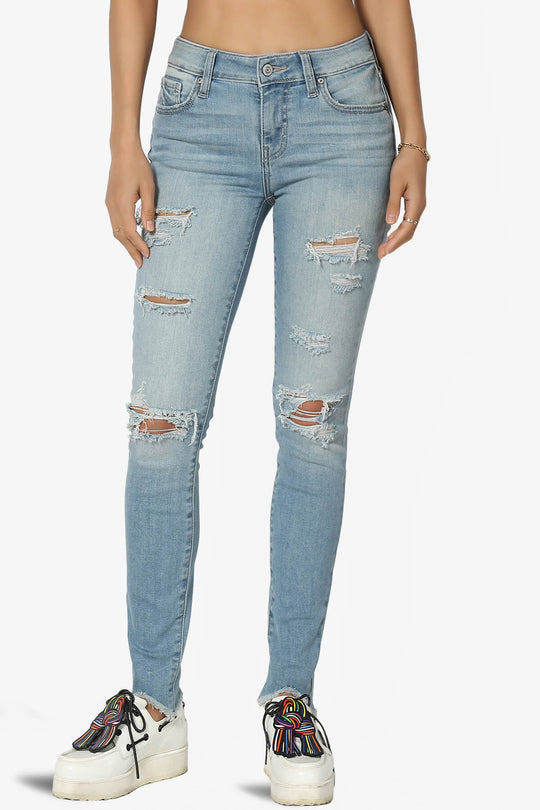 Jude Mid rise Anke Skinny Jeans in Light