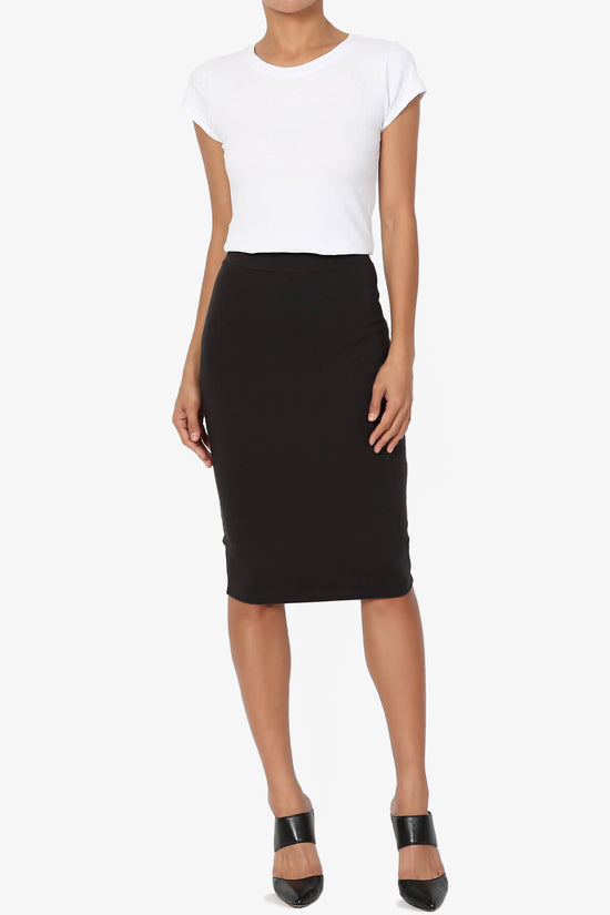 Karan Cotton Midi Pencil Skirt BLACK_6