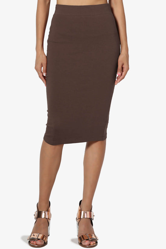 Karan Cotton Midi Pencil Skirt BROWN_1