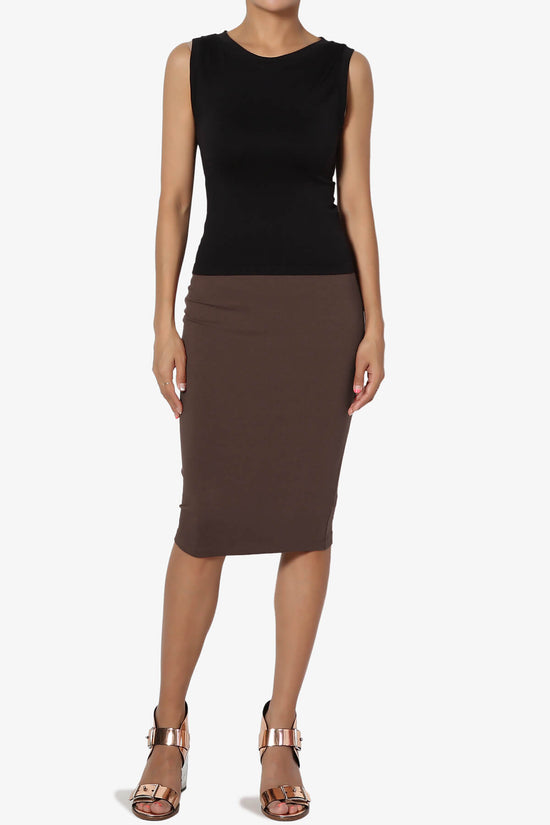 Karan Cotton Midi Pencil Skirt BROWN_6