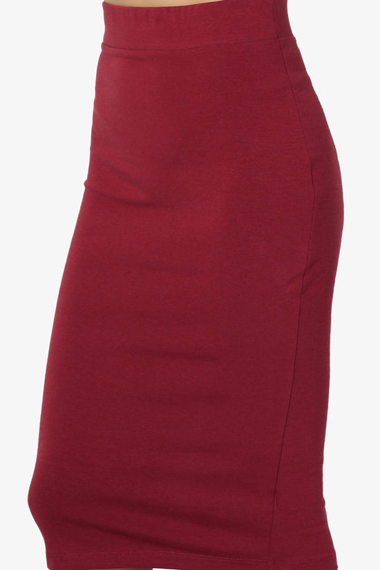 Karan Cotton Midi Pencil Skirt BURGUNDY_5