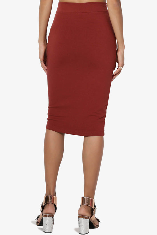 Karan Cotton Midi Pencil Skirt DARK RUST_2