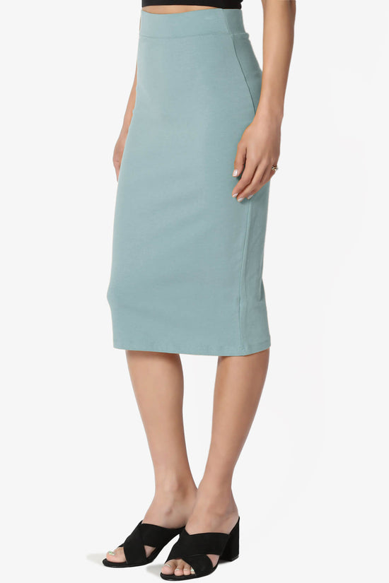Karan Cotton Midi Pencil Skirt DUSTY BLUE_3