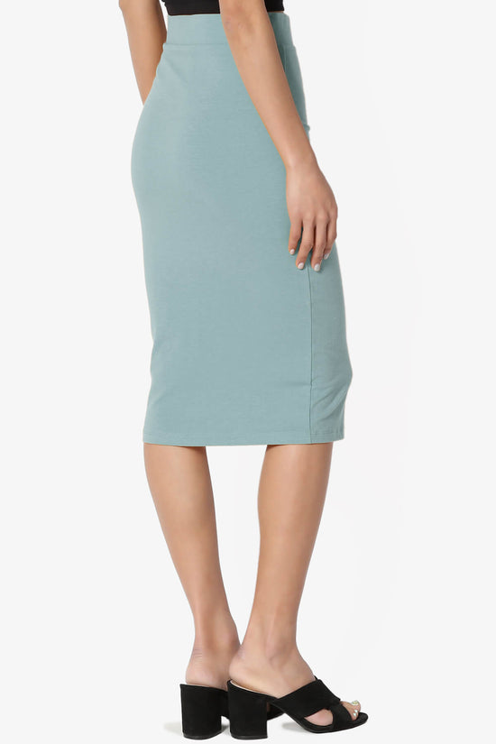 Karan Cotton Midi Pencil Skirt DUSTY BLUE_4