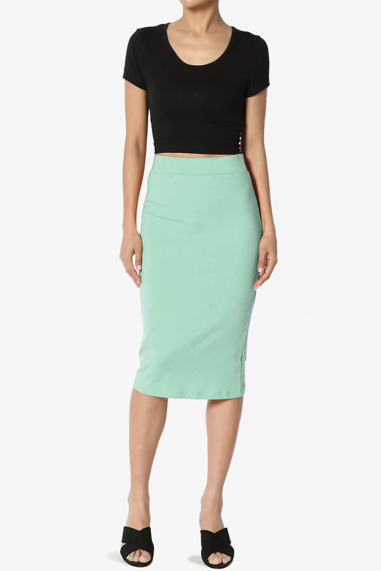 Karan Cotton Midi Pencil Skirt DUSTY GREEN_6