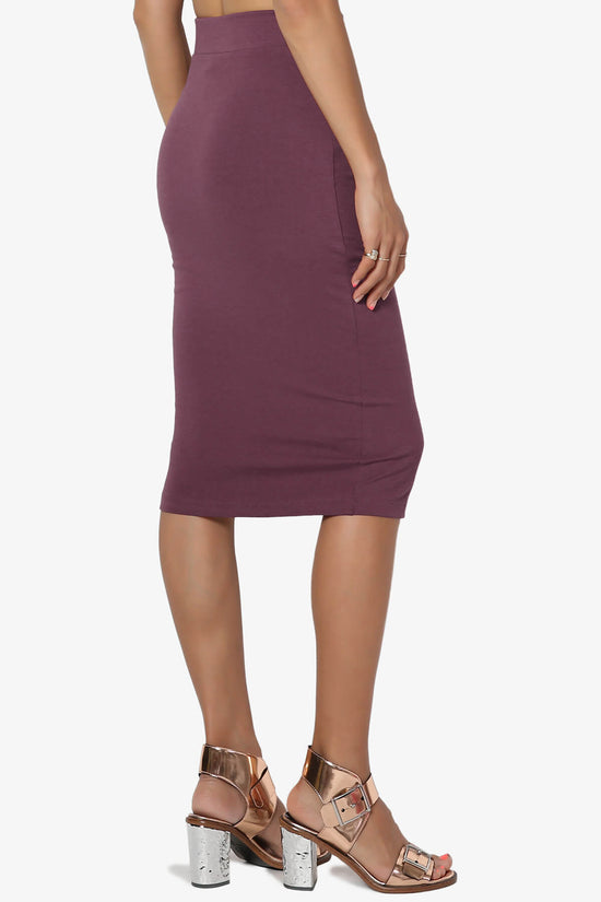 Karan Cotton Midi Pencil Skirt DUSTY PLUM_4