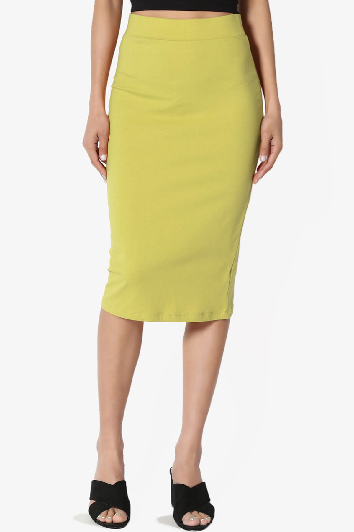 Karan Cotton Midi Pencil Skirt GOLDEN WASABI_1