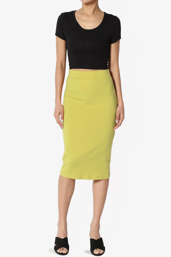 Karan Cotton Midi Pencil Skirt GOLDEN WASABI_6