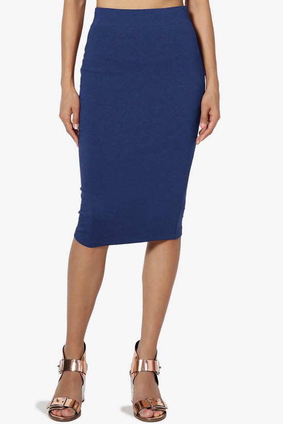 Karan Cotton Midi Pencil Skirt LIGHT NAVY_1