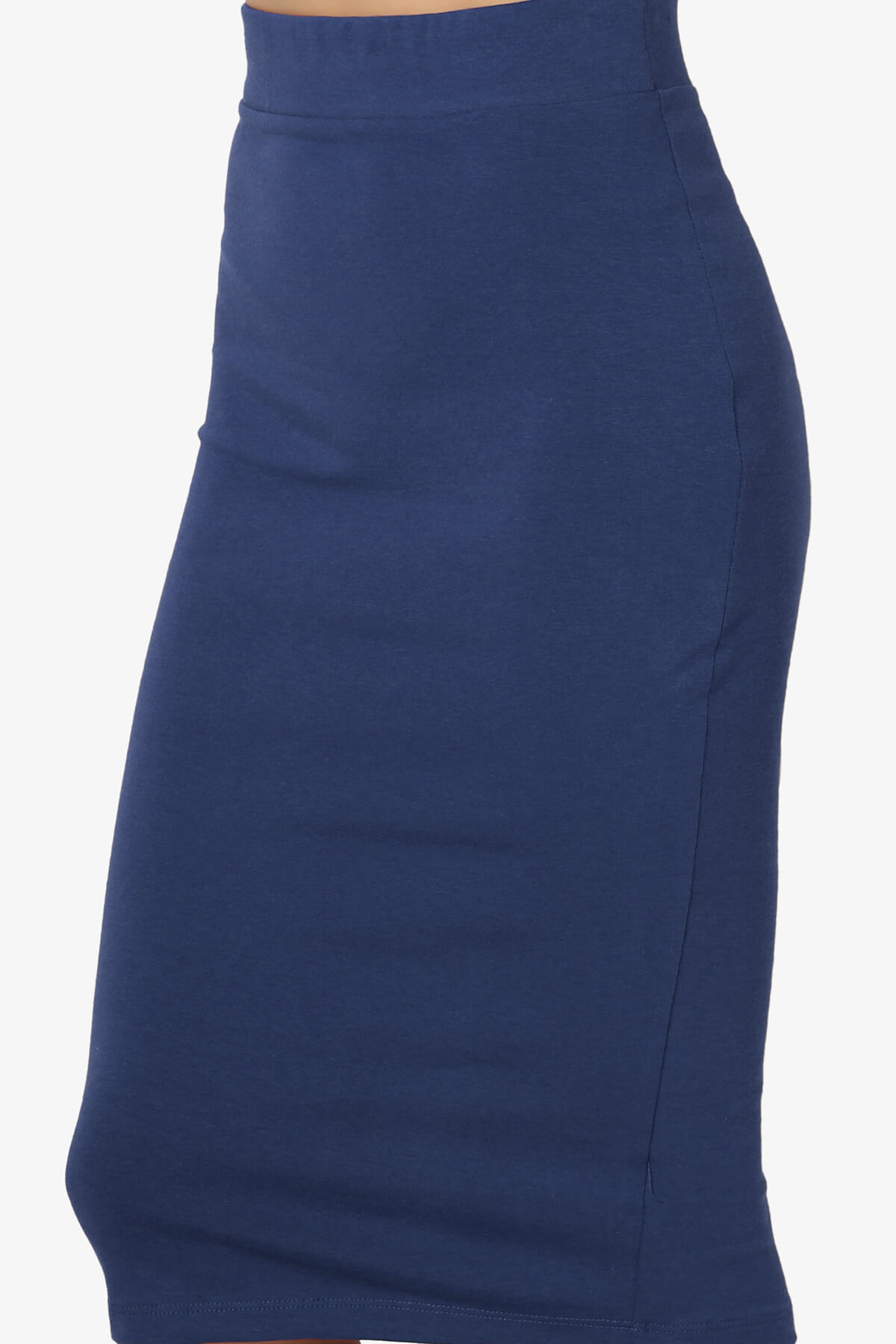 Karan Cotton Midi Pencil Skirt LIGHT NAVY_5