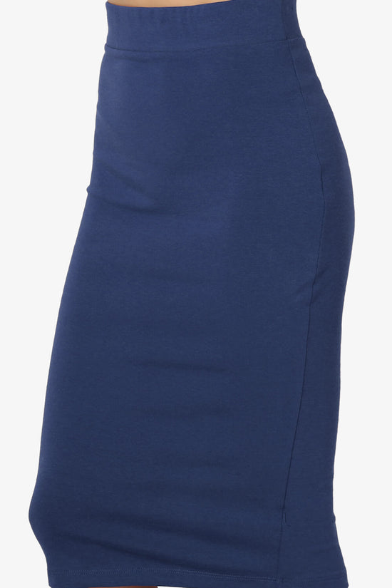 Karan Cotton Midi Pencil Skirt LIGHT NAVY_5