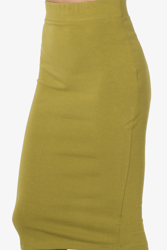 Karan Cotton Midi Pencil Skirt OLIVE MUSTARD_5