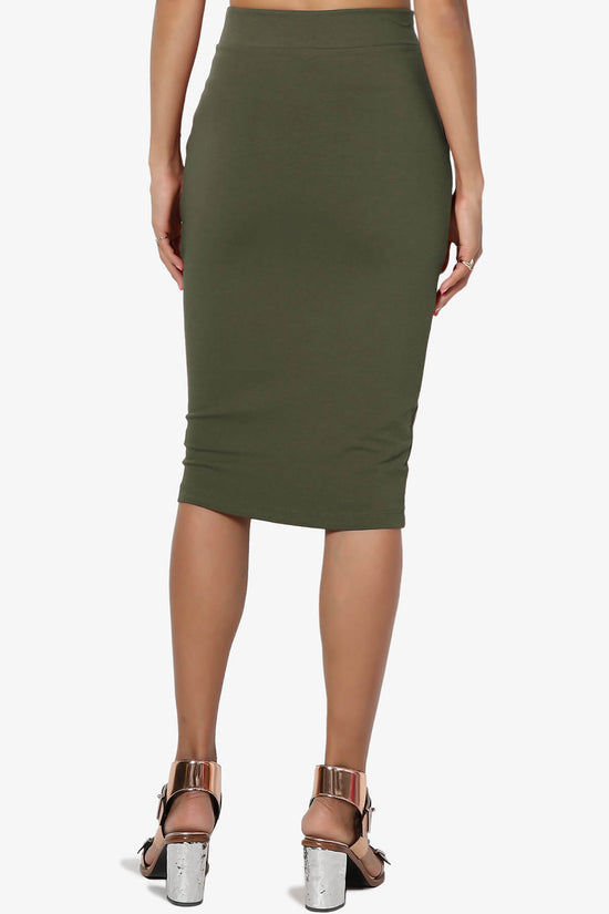 Karan Cotton Midi Pencil Skirt OLIVE_2