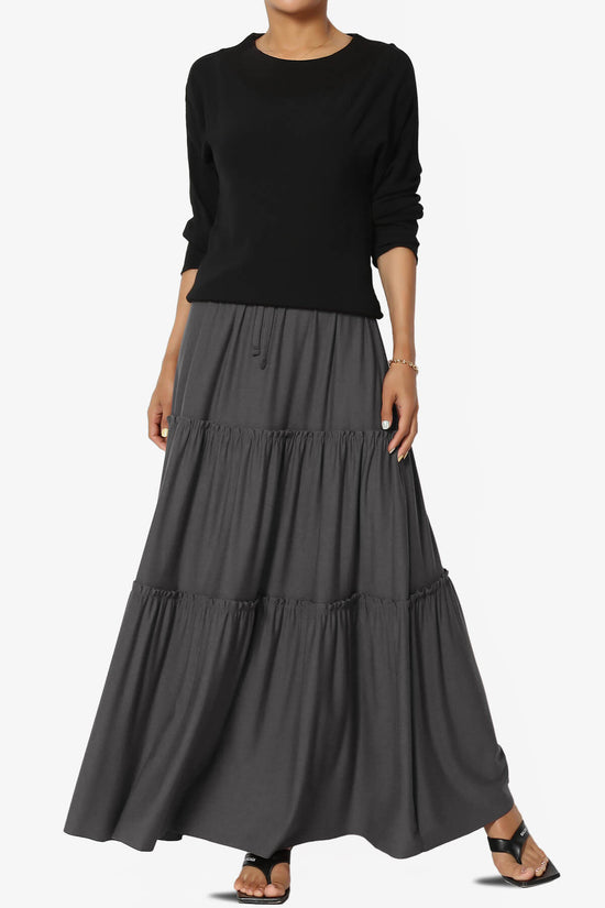 Kelton Ruffle Tiered Jersey Maxi Skirt ASH GREY_6