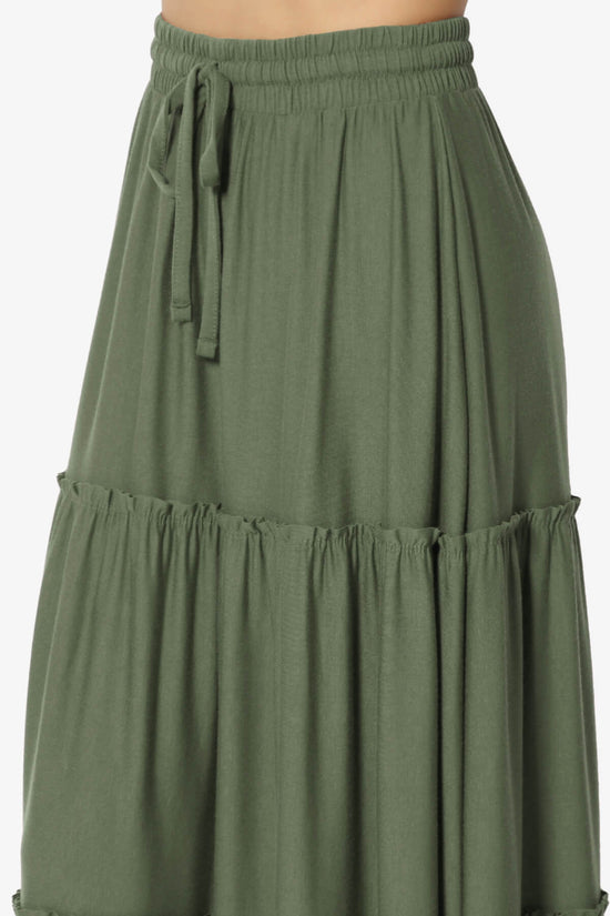 Kelton Ruffle Tiered Jersey Maxi Skirt DUSTY OLIVE_5