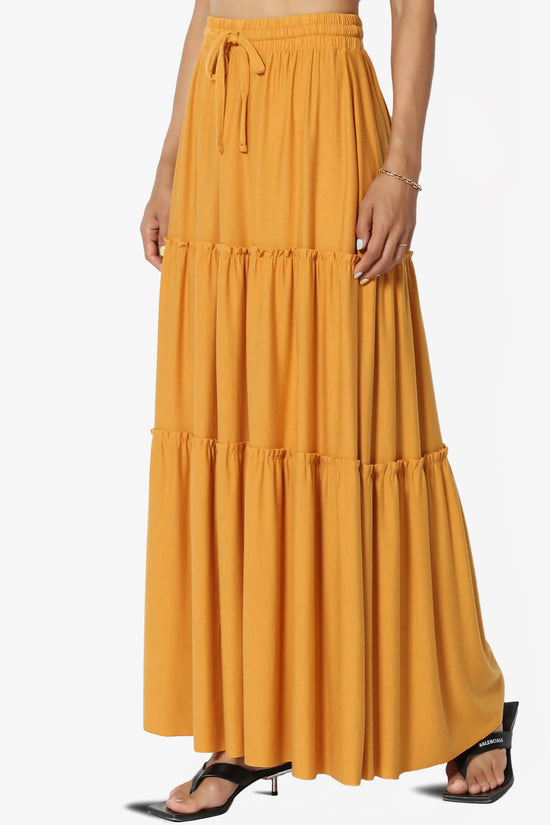 Kelton Ruffle Tiered Jersey Maxi Skirt GOLDEN MUSTARD_3