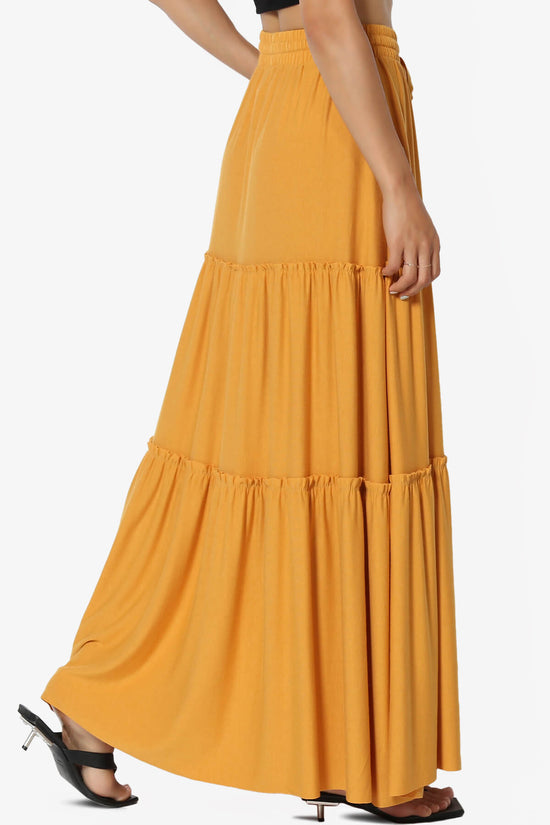 Kelton Ruffle Tiered Jersey Maxi Skirt GOLDEN MUSTARD_4