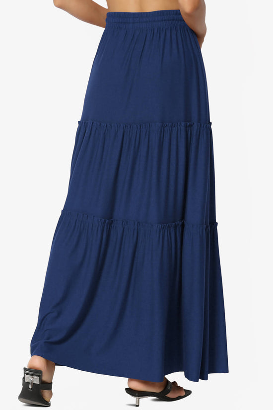 Kelton Ruffle Tiered Jersey Maxi Skirt LIGHT NAVY_2