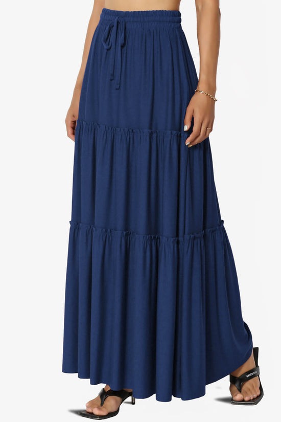Kelton Ruffle Tiered Jersey Maxi Skirt LIGHT NAVY_3