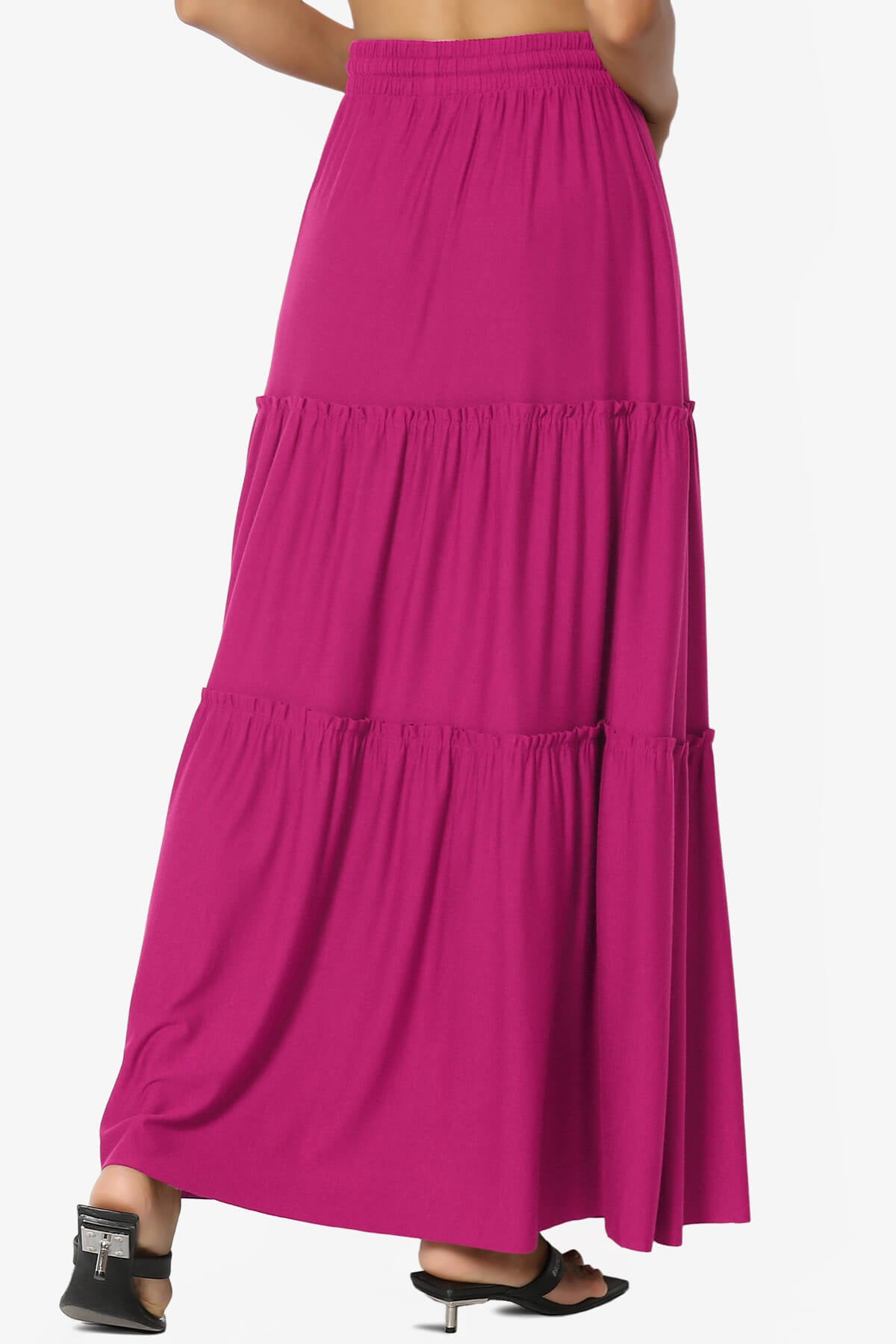 Kelton Ruffle Tiered Jersey Maxi Skirt MAGENTA_2