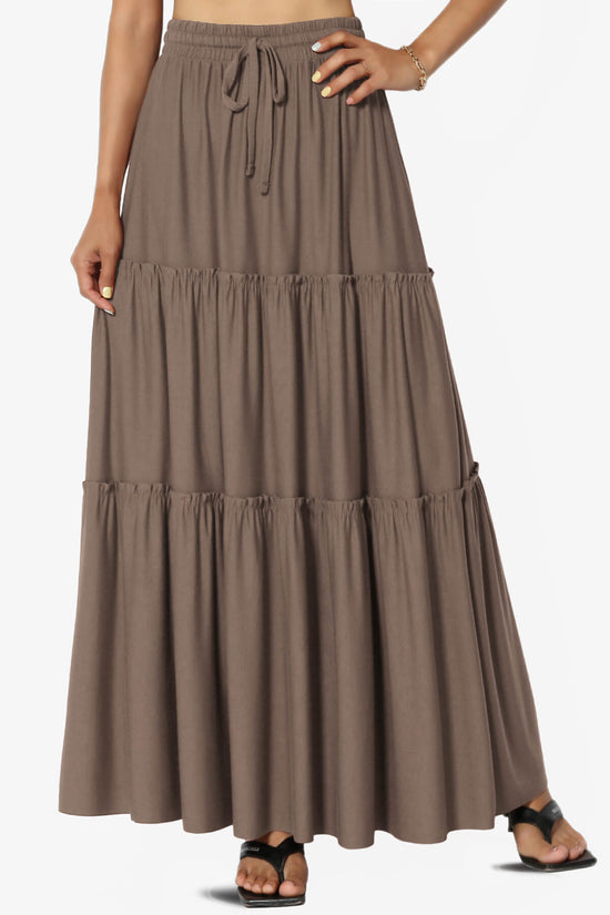Kelton Ruffle Tiered Jersey Maxi Skirt MOCHA_1