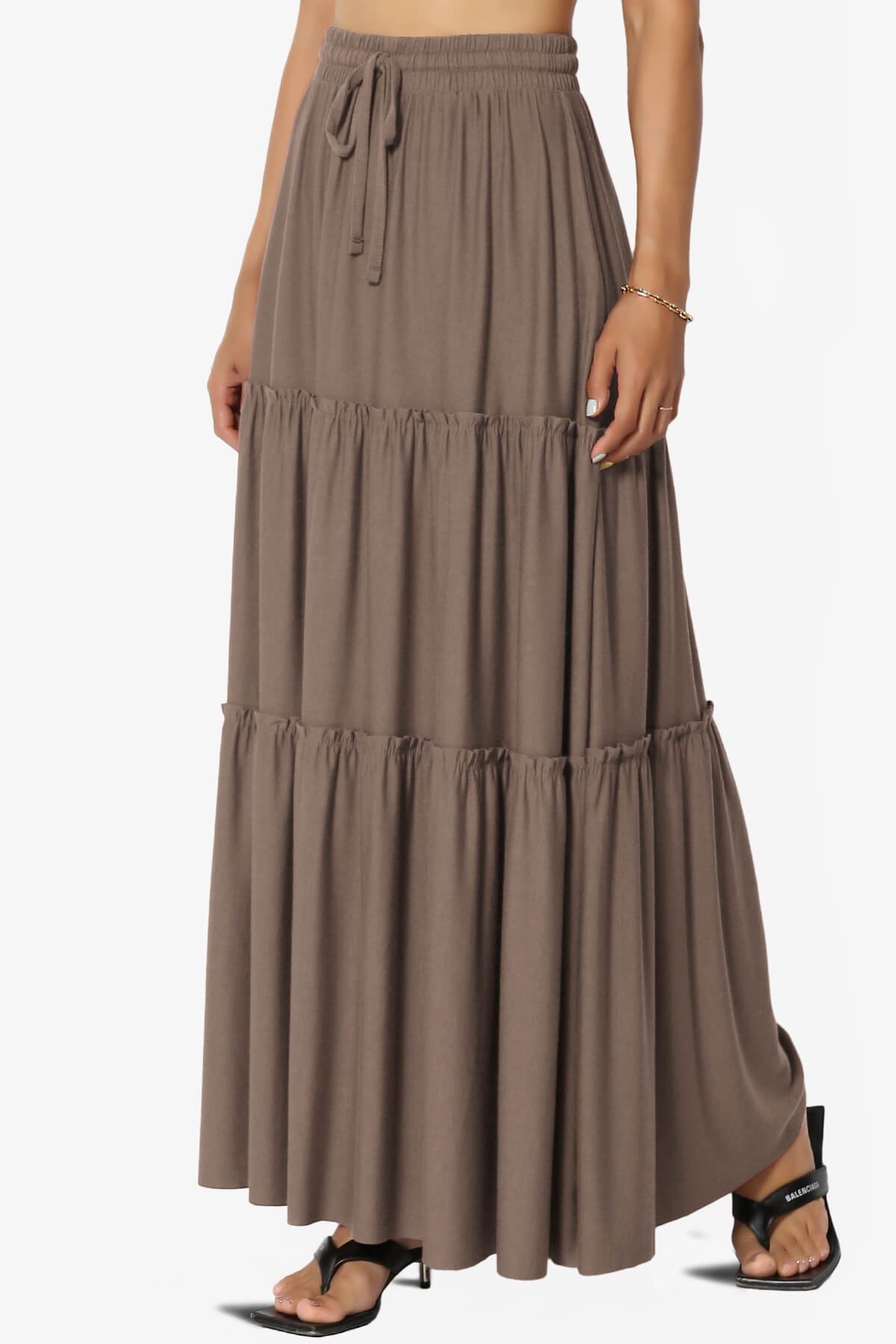 Kelton Ruffle Tiered Jersey Maxi Skirt MOCHA_3