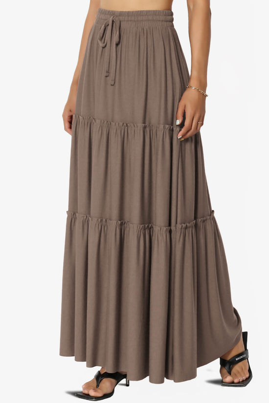 Kelton Ruffle Tiered Jersey Maxi Skirt MOCHA_3