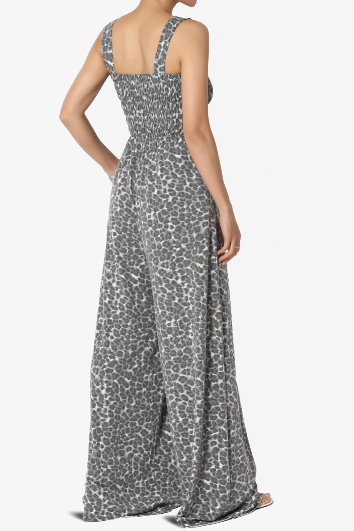 Kenley Leopard Smocked Cami Wide Leg Jumpsuit TALL GREY_4