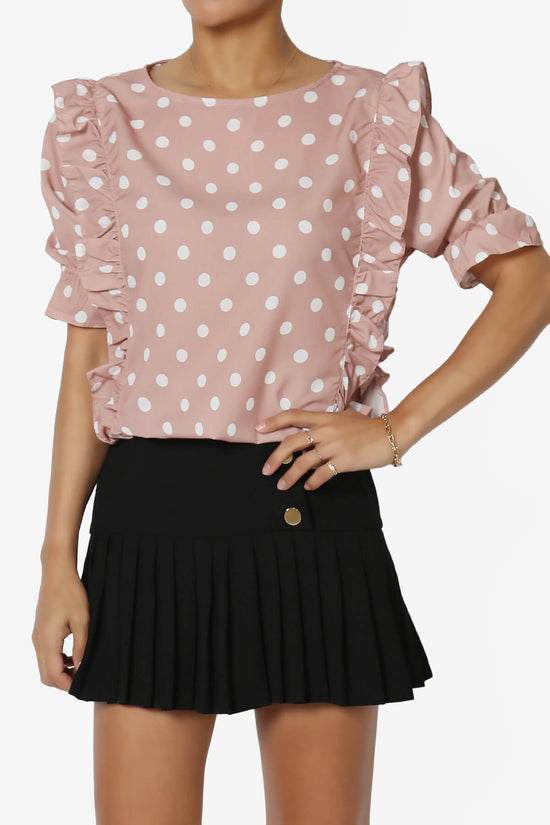 Kiley Polka Dot Ruffle Blouse DUSTY MAUVE_1