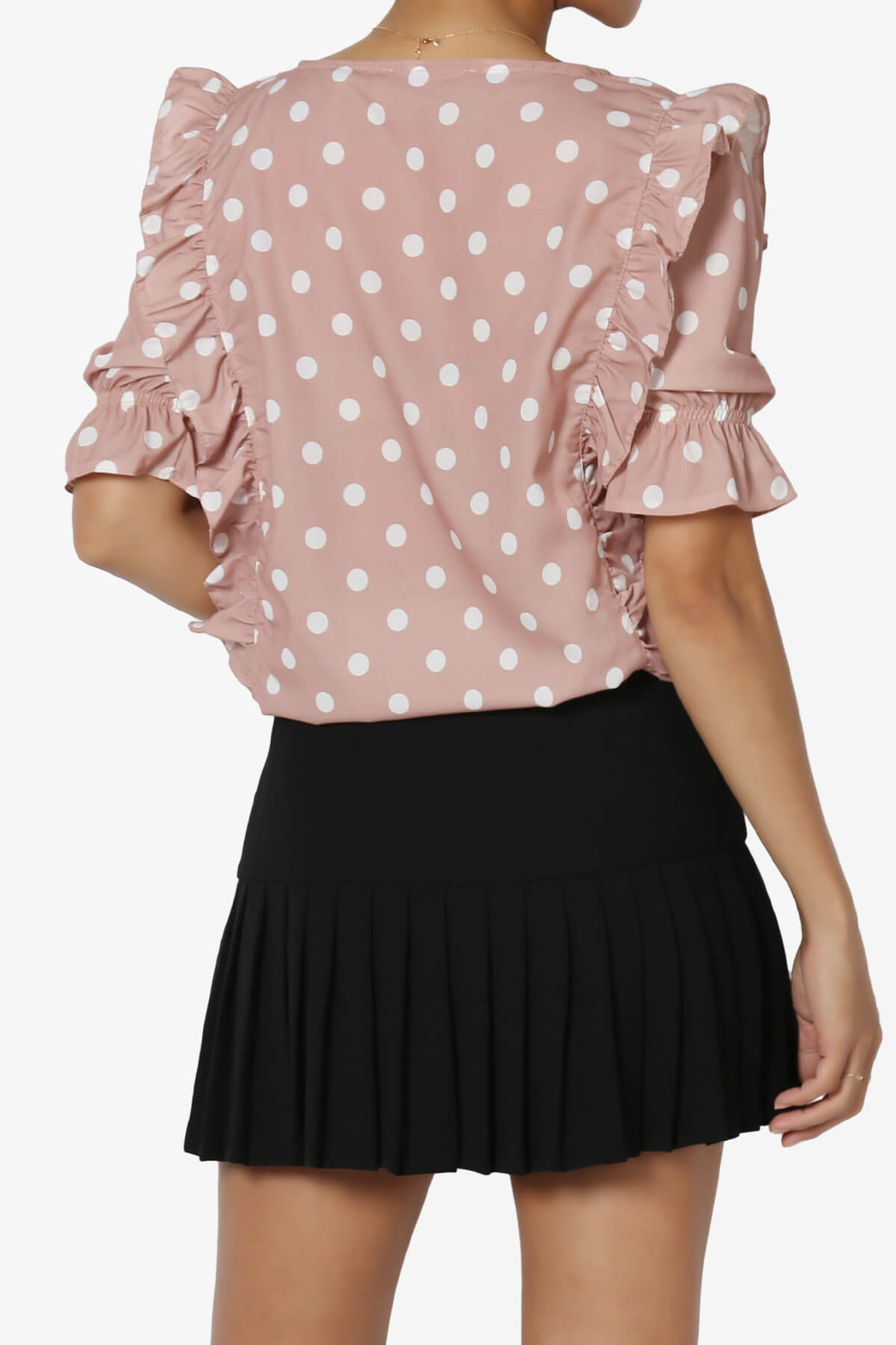 Kiley Polka Dot Ruffle Blouse DUSTY MAUVE_2