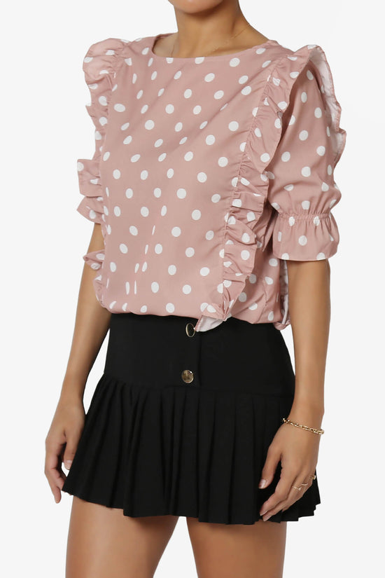 Kiley Polka Dot Ruffle Blouse DUSTY MAUVE_3