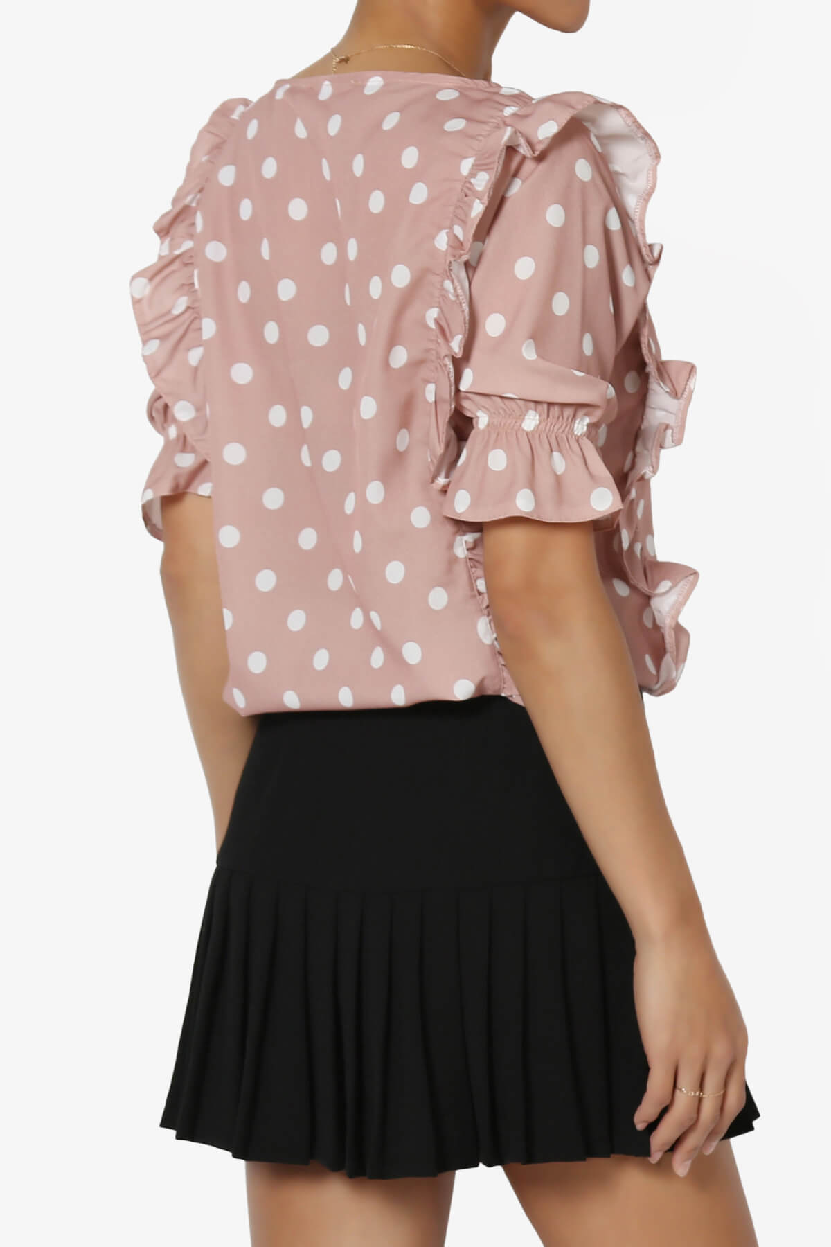 Kiley Polka Dot Ruffle Blouse DUSTY MAUVE_4