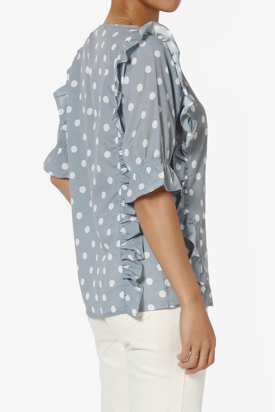 Kiley Polka Dot Ruffle Blouse GREY_4
