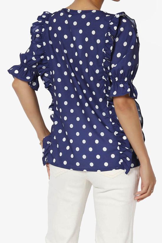 Kiley Polka Dot Ruffle Blouse NAVY_2