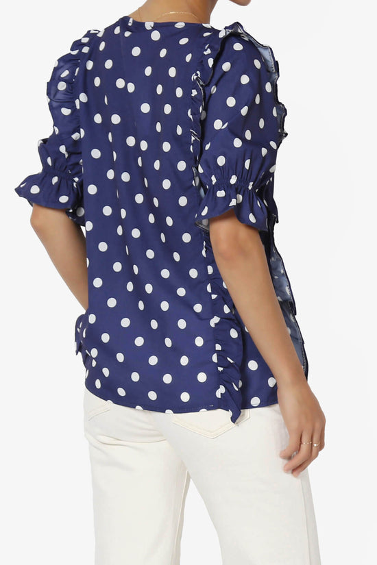 Kiley Polka Dot Ruffle Blouse NAVY_4
