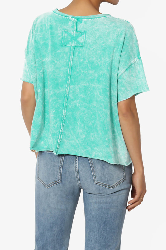 Kiralin Acid Wash Short Sleeve Crop T-Shirt TURQUOISE_2