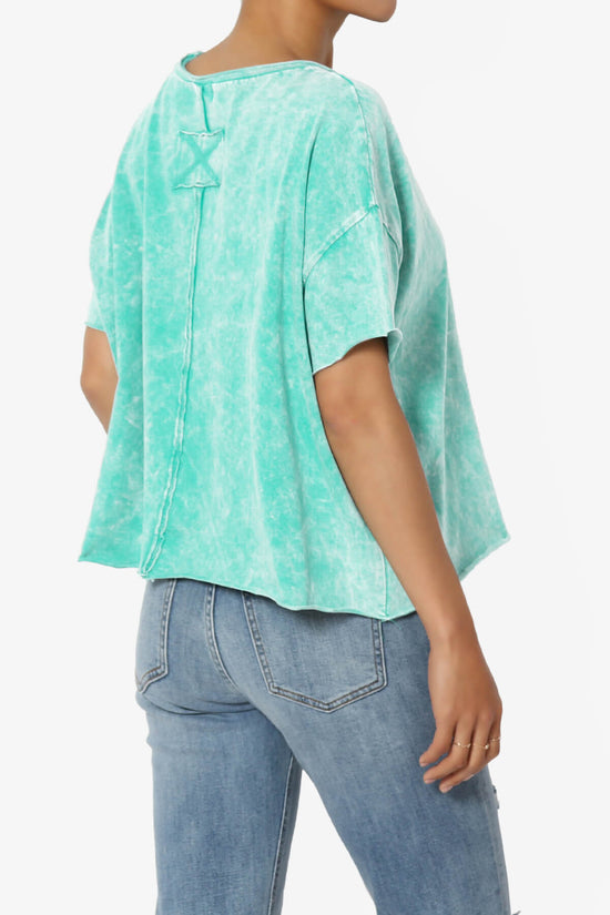 Kiralin Acid Wash Short Sleeve Crop T-Shirt TURQUOISE_4