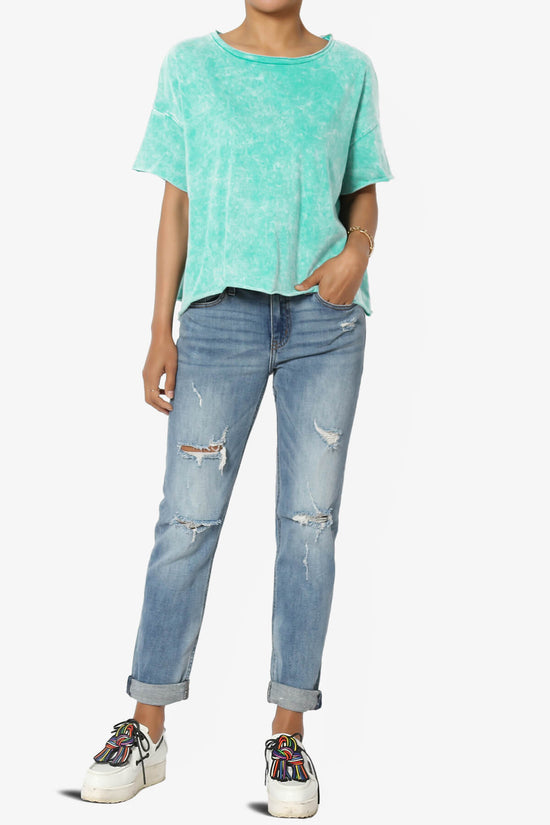 Kiralin Acid Wash Short Sleeve Crop T-Shirt TURQUOISE_6
