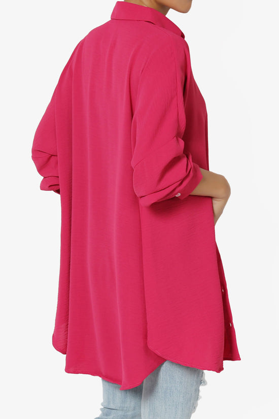 Landy Flowy Oversized Button Down Shirt HOT PINK_4