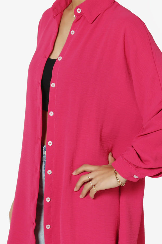 Landy Flowy Oversized Button Down Shirt HOT PINK_5