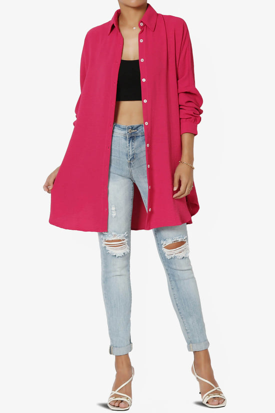 Landy Flowy Oversized Button Down Shirt HOT PINK_6